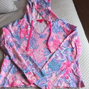 Lilly Pulitzer Pink and Blue Floral Hoodie